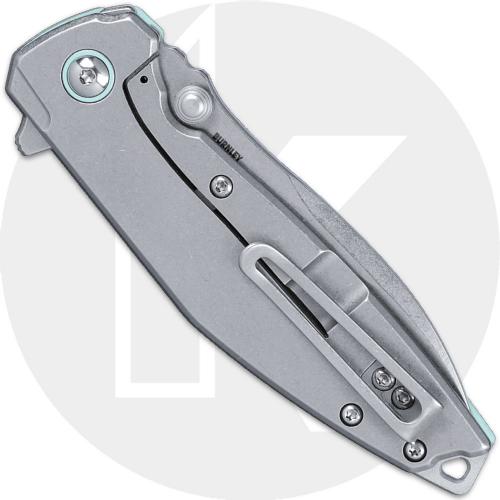 CRKT Ibis 2560 Knife - Stonewash 14C28N Modifed Drop Point - Blue G10 / Stonewash Titanium - Flipper Folder