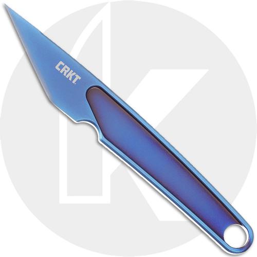 CRKT HangTi Kiridashi 7065 Knife -  Blue Anodized Titanium - Neck Knife