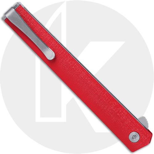 CRKT CEO Flipper 7097RX Knife - Richard Rogers Gents EDC - Satin Blade - Red GRN - Flipper Folder