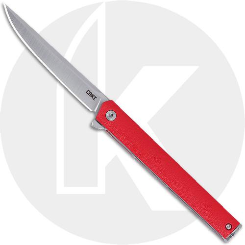 CRKT CEO Flipper 7097RX Knife - Richard Rogers Gents EDC - Satin Blade - Red GRN - Flipper Folder