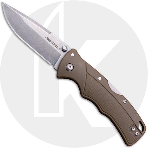 Cold Steel Verdict FL-C3SPSSFDE - Stonewash 4116SS Spear Point - FDE GFN - Tri-Ad Lock Folder