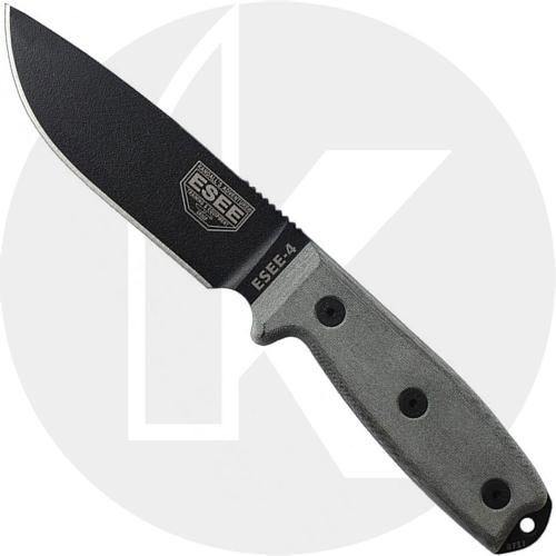 ESEE Knives ESEE-4P-B Black Drop Point - Micarta Handle - Black Molded Sheath