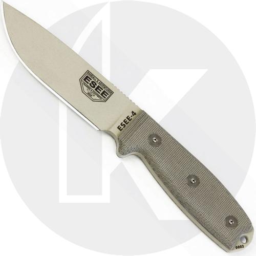 ESEE Knives ESEE-4P-DT Desert Tan Drop Point - Micarta Handle - OD Molded Sheath