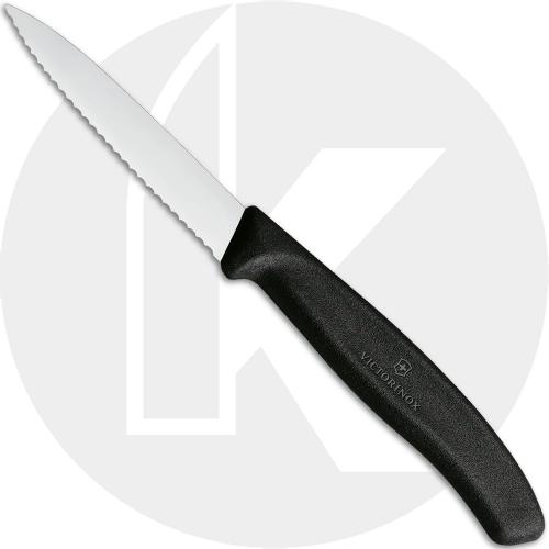 Victorinox Paring Knife 6.7633, 3.25 Inch Serrated Blade with Black Nylon Handle