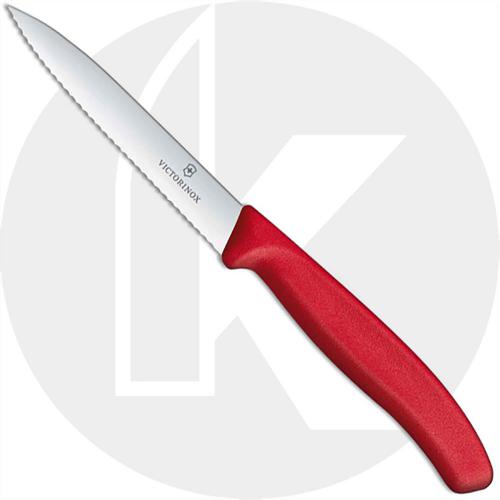 Victorinox Paring Knife 6.7731, 4 Inch Serrated Blade with Red Nylon Handle