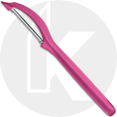 Victorinox 7.6075.5 Universal Peeler Pivoting Serrated Head Pink Polypropylene Frame