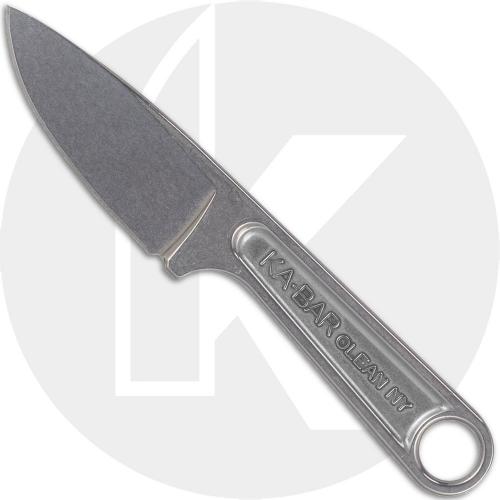 KABAR Wrench Knife 1119 - Single Piece Stonewash Stainless Steel - Drop Point Blade - USA Made