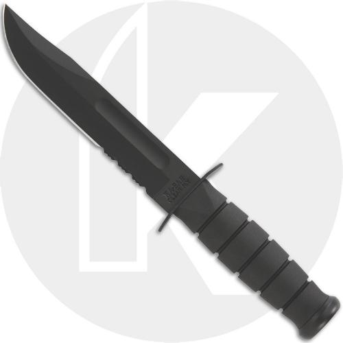 KA-1214, KA-BAR Black USMC Utility, Part Serrated Edge, Synthetic Sheath