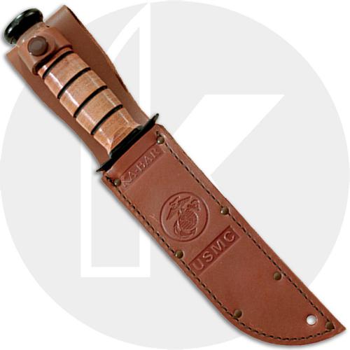 Short KABAR USMC, Part Serrated with Leather Sheath, KA-1252