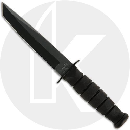 KA-BAR Knives: KABAR Short Black Tanto Knife, Part Serrated Leather Sheath, KA-1255