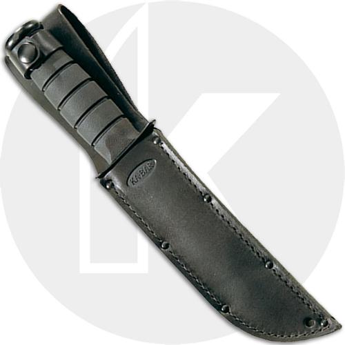 KA-BAR Knives KABAR Short Black Tanto Knife, Part Serrated Leather Sheath, KA-1255