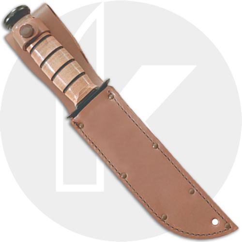 KABAR 1320 Single Mark KA-BAR Fighting Utility Knife - Black Clip Point Fixed Blade - No Military Branch Designation - Leather H