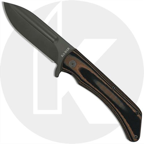 KABAR 3066 Mark 98 Folder Black Spear Point Brown and Black G10 Liner Lock Flipper Knife