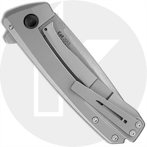 Kershaw Comeback 2055 - Stonewash Drop Point - Bead Blast Stainless Steel - KVT Flipper Folder