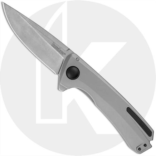 Kershaw Comeback 2055 - Stonewash Drop Point - Bead Blast Stainless Steel - KVT Flipper Folder