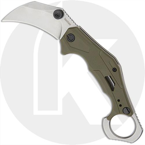 Kershaw Outlier Karambit 2064ODSW Knife - Assisted - Stonewash 8Cr13MoV Hawkbill - OD Green G10 - Flipper Folder