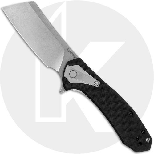 Kershaw Bracket 3455 - Value Priced EDC - Stonewash Cleaver Blade - Black GFN and Stonewash Stainless Steel - SpeedSafe Assist - Flipper Folder