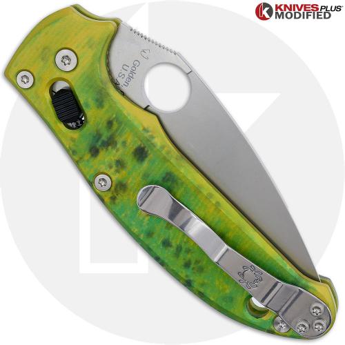 MODIFIED Spyderco Manix 2 Knife with Satin Blade + AWT Custom Anodized Scales + Light Spring Kit