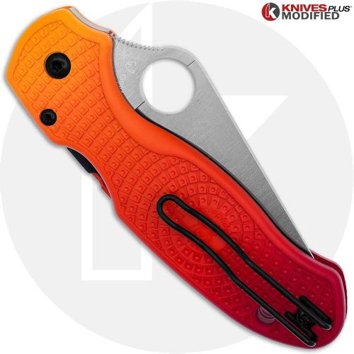 MODIFIED Spyderco Para 3 Lightweight Salt - Magnacut - Red Fade Rit Dye Handle