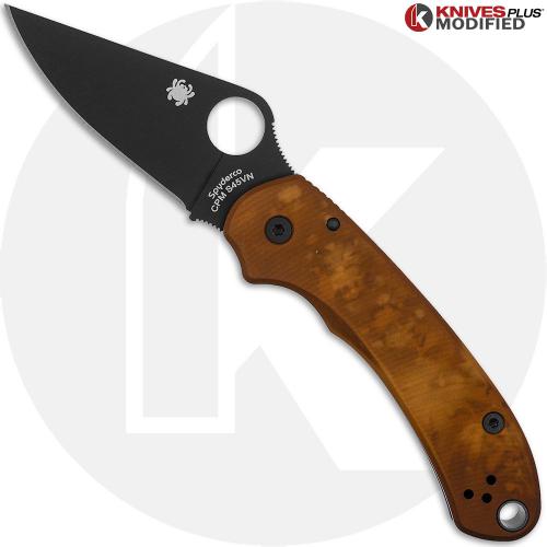 MODIFIED Spyderco Para 3 Black DLC Knife + AWT Agent SKINNY Custom Anodized Scales