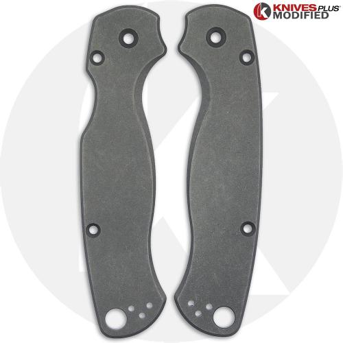 KP Custom Titanium Scales for Spyderco Para Military 2 Knife - Blasted + Stonewashed