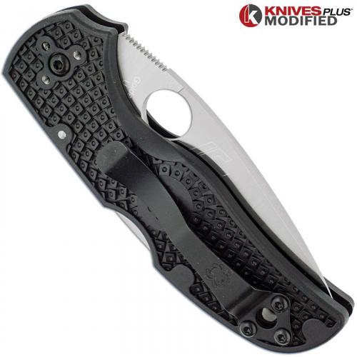 MODIFIED Spyderco Native 5 Salt LC200N Knife - BLACK Rit Dye Handle