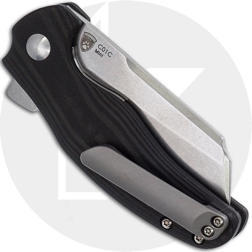 Kizer c01c Mini Sheepdog Ki3488A4 - Chris Conaway - Stonewash Cleaver Style - Carbon Fiber - Liner Lock Flipper Folder