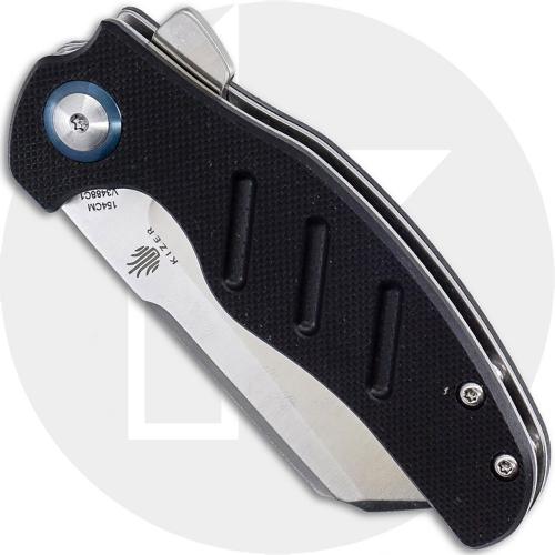 Kizer Vanguard c01c Mini Sheepdog V3488C1 - Chris Conaway - Satin 154CM Cleaver Style - Black G10 - Liner Lock Flipper Folder