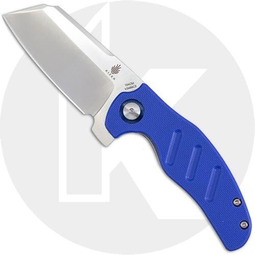 Kizer Vanguard c01c Mini Sheepdog V3488C3 - Chris Conaway - Satin 154CM Cleaver Style - Blue G10 - Liner Lock Flipper Folder