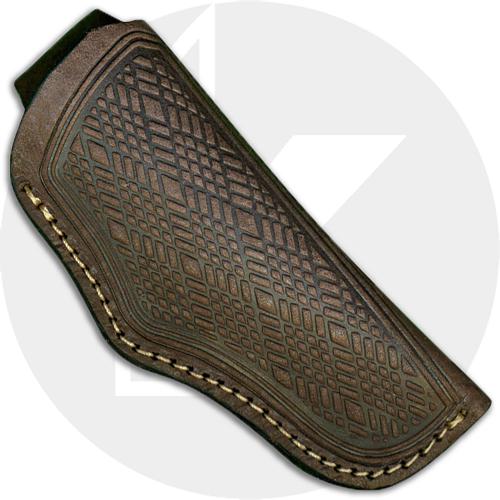 Generic Folding Hunter Sheath - Open Top - Brown Leather with Belt Loop - Fits Boker Folding Hunter