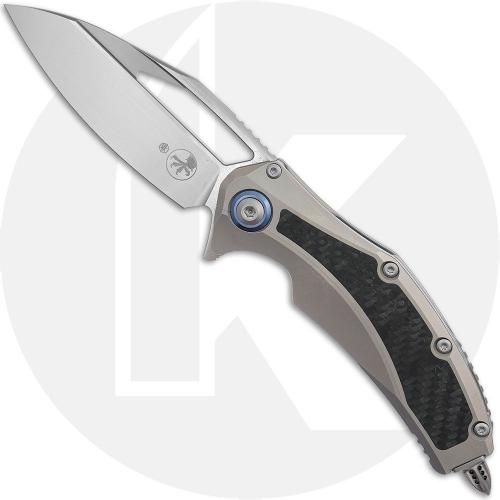 Microtech Matrix Knife - Hand-Rubbed Satin M390MK Drop Point - Titanium/Carbon Fiber Inlays - Flipper Folder