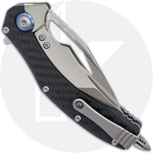 Microtech Matrix Knife - Hand-Rubbed Satin M390MK Drop Point - Titanium/Carbon Fiber - Flipper Folder