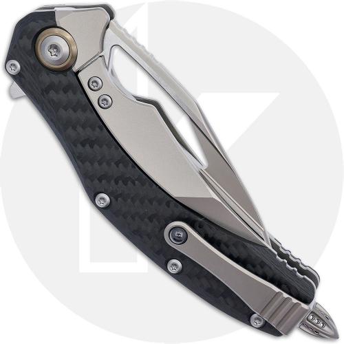 Microtech Matrix Knife - Bead Blasted Part Serrated M390MK Drop Point - Titanium/Carbon Fiber - Flipper Folder