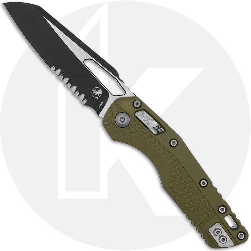 Microtech MSI RAM-LOK Knife - Part Serrated 2-Tone Sheepsfoot Bohler M390MK - Fluted OD Green Polymer