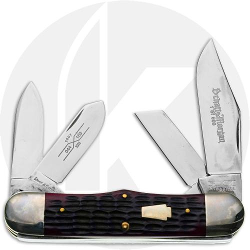 Queen Schatt & Morgan 044163 Rail Splitter Knife - 2007 Series XVII - Jigged Red Bone - Discontinued - BNIB