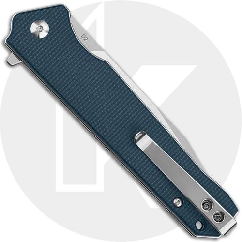 QSP Mamba V2 QS111-H1 - Satin D2 Clip Point - Blue Micarta - Liner Lock Flipper Folder