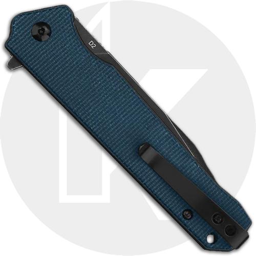 QSP Mamba V2 QS111-H2 - Black Stonewash D2 Clip Point - Blue Micarta - Liner Lock Flipper Folder