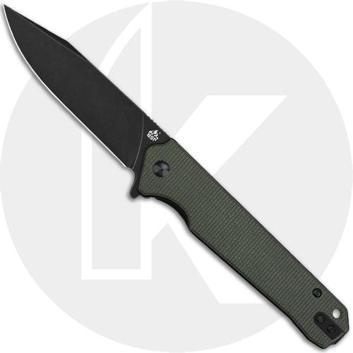 QSP Mamba V2 QS111-I2 - Black Stonewash D2 Clip Point - Green Micarta - Liner Lock Flipper Folder