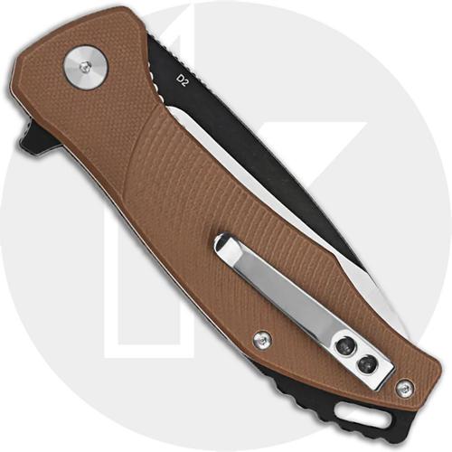 QSP Raven Knife QS122-A - Black / Satin D2 Drop Point - Burnt Orange G10 - Liner Lock Flipper Folder