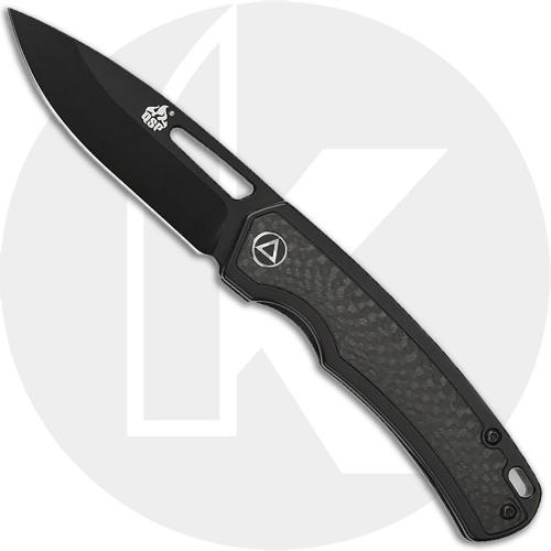 QSP Puffin Knife QS127-A - Black Ti S35VN Drop Point - Black Titanium and Carbon Fiber - Frame Lock Folder