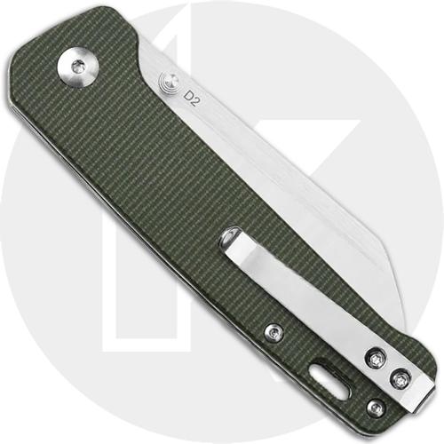 QSP Penguin Knife QS130-C - 2 Tone Satin D2 Sheepfoot - OD Linen Micarta - Liner Lock Folder