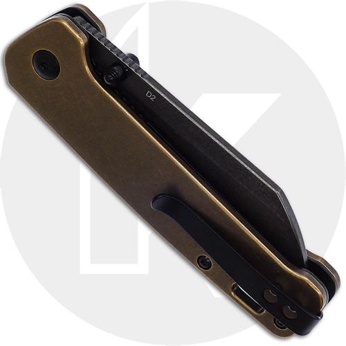 QSP Penguin Knife QS130-G - BlackWash D2 Sheepfoot - Brass Handle - Liner Lock Folder