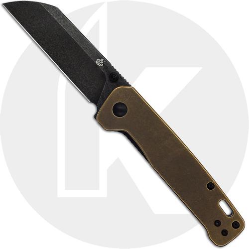 QSP Penguin Knife QS130-G - BlackWash D2 Sheepfoot - Brass Handle - Liner Lock Folder