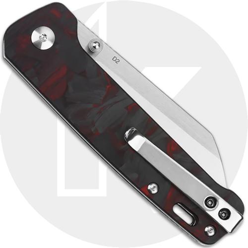 QSP Penguin Knife QS130-TRD - Satin D2 Sheepfoot - Shredded Black and Red Carbon Fiber Overlay G10 - Liner Lock