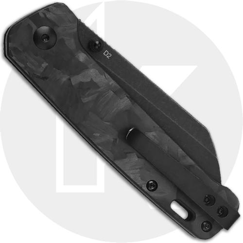 QSP Penguin Knife QS130-U - Black D2 Sheepfoot - Shredded Black Carbon Fiber Overlay G10 - Liner Lock