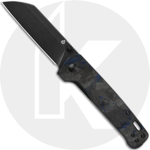 QSP Penguin Knife QS130-UBL - Black D2 Sheepfoot - Shredded Black and Blue Carbon Fiber Overlay G10 - Liner Lock