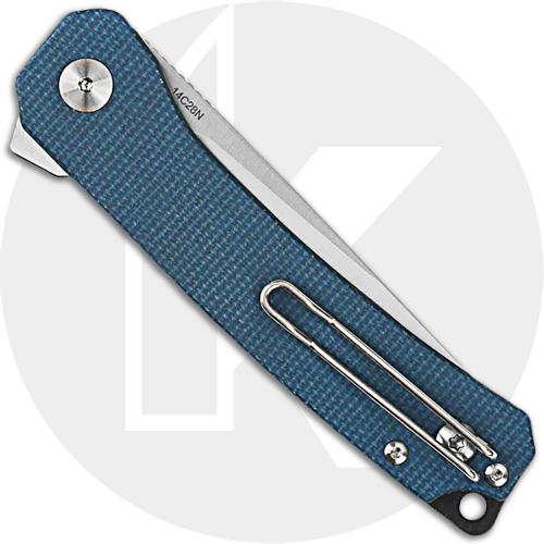 QSP Osprey Knife QS139-B - Satin 14C28N Drop Point - Blue Micarta - Liner Lock Flipper Folder