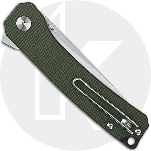 QSP Osprey Knife QS139-C - Satin 14C28N Drop Point - Green Micarta - Liner Lock Flipper Folder