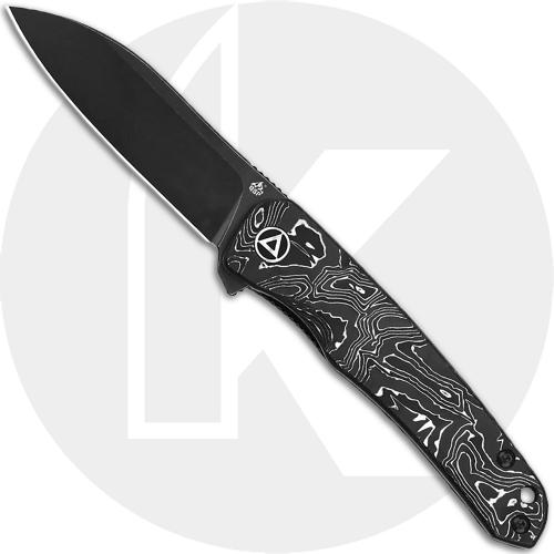 QSP Otter QS140-A2 Knife - Black S35VN - Aluminum Foil Carbon Fiber - Liner Lock Flipper Folder