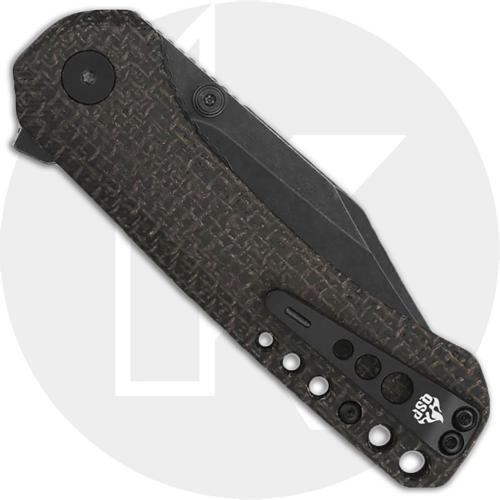 QSP Kestrel QS145-A2 Knife - Blackwash 14C28N Clip Point - Dark Brown Micarta - Flipper Folder